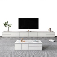 Moderner Luxus-TV-Schrank mit weißer Schieferplatte und LED-Beleuchtung für Wohnzimmer, Schlafzimmer, Hotel, multifunktionaler Kaffee- und Teetisch