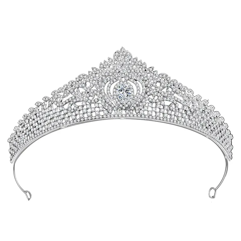 New wedding crown manufacturer luxury zircon metal princess crystal bride tiara queen decoration