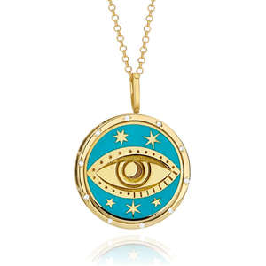 Diskon besar produk baru kalung liontin bintang matahari Enamel warna berlapis emas baja tahan karat kalung mata jahat <span class=keywords><strong>Tarot</strong></span> - Product Image 5