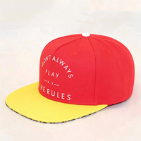 Casquette snapback vintage bicolore rouge et jaune à 5 panneaux, broderie plate personnalisée, imprimé léopard sous la visière