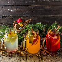 Ventes en gros de tasses personnalisées 16 oz à large ouverture, verre de rangement de cuisine vide, bocal en verre avec poignée, paille et couvercle