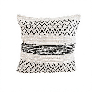 Housse de coussin décorative carrée en lin et coton à motif géométrique ITHL, style bohème, amovible, lavable, non toxique - Product Image 1