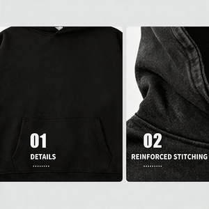 Hoodie personnalisé à capuche zippé court, coupe carrée, 100% coton épais, broderie en relief, MOQ 1 - Product Image 5