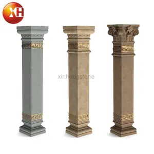 हाथ नक्काशीदार प्राकृतिक पत्थर रोमन खंभे कॉलम ग्रेनाइट गेट स्तंभ डिजाइन बिक्री के लिए