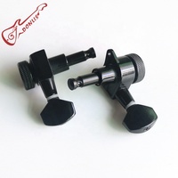 For MH131 Black Metal Precise Brass Core Gear Locking Guitar Machine Heads Small Handle Tuners Durable 10mm Hole Compatible