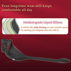 Silikon Adult Sexspielzeug Männlich tragen Lock Ring Back Court Massage Masturbation Spielzeug mit Fernbedienung