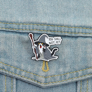 Anda tidak akan hewan peliharaan Enamel Pin penyihir kucing bros lucu sihir kutipan kerah lencana hadiah perhiasan untuk teman dan penggemar - Product Image 1
