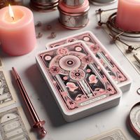 Kartu Tarot Kustom Murah, Dek Oracle Afirmasi Jerman dengan Pinggiran Emas, Cetak CMYK & PMS, Kemasan Kotak Hadiah