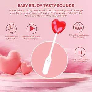 Innovative Custom Candies Toy Bone Conduction Audio Music Lollipop Rose Flavor