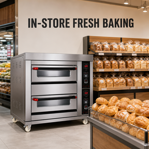 <span class=keywords><strong>Four</strong></span> à sole commercial 3 niveaux 9 plateaux avec fonction vapeur et tuyau d'évacuation rétractable de 150 mm pour restaurant et hôtel - Product Image 1