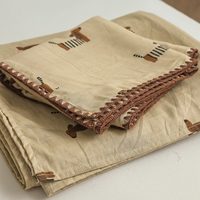 Ensemble de draps-housses 4 pièces 100 % coton à bords zigzag, imprimé chiots et animaux marins, certifié OEKO-TEX, 400 fils au pouce carré, pour l'Australie et les États-Unis