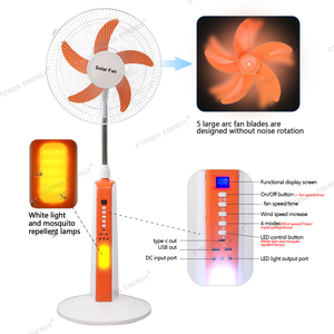 Nouveau produit : Ventilateur solaire 16 pouces avec batterie au lithium et lumière LED avec ampoule ETD1601F-2 - Product Image 3