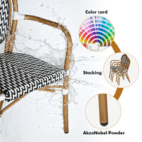 Fauteuil de bistrot français d'extérieur, structure en aluminium, chaise en rotin PE pour café et jardin