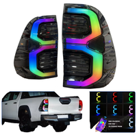 Nouveau feu arrière LED GR RGB pour Hilux Revo Rocco 2016-2021 2024, lentille fumée/teintée, couvercle rouge, feu arrière LED 12V