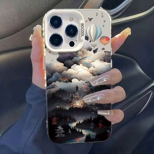 เคสโทรศัพท์มือถือลายบอลลูนรูปปราสาทเมฆแป้นพิมพ์สีเงิน TPU สำหรับ iPhone x XR XS 11 12 13 14 15 16 PRO MAX - Product Image 3