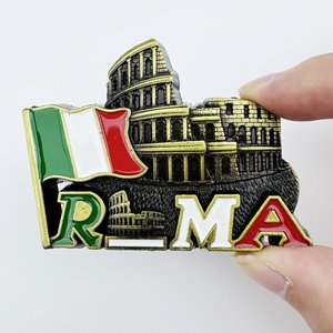 Imán de Refrigerador de Metal Personalizado con la <span class=keywords><strong>Bandera</strong></span> <span class=keywords><strong>Italiana</strong></span> y el Coliseo, Imán de Refrigerador Creativo y Cultural, Pegatinas Magnéticas 3D, Recuerdos de Viaje, Regalo - Product Image 3
