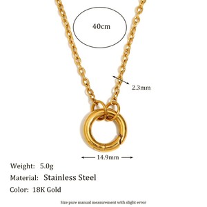 Wholesale Fashion Matte Stainless Steel Round Push Buckle 18k Gold Plated Pendant <b>Necklace</b> Jewelry for Women's Party Gift - Product Image 2
