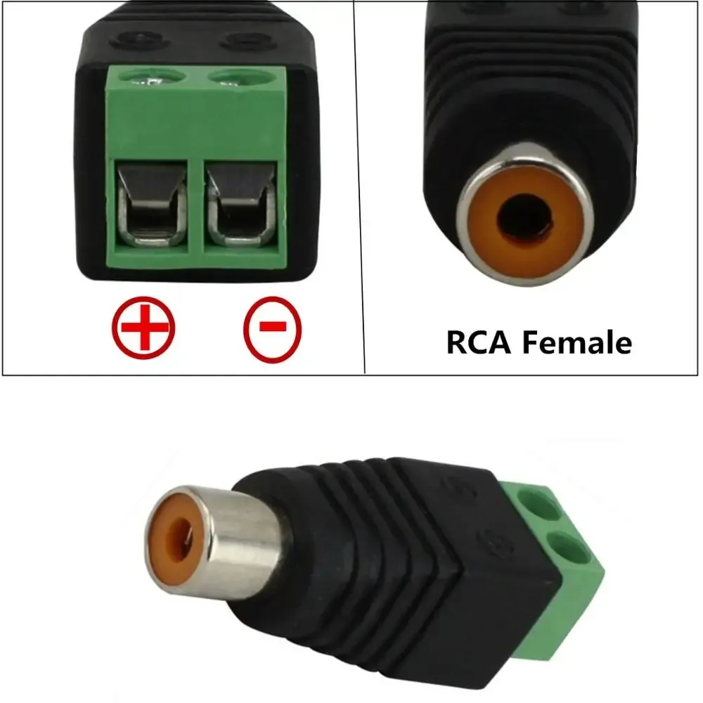 AV adapter solderless RCA lotus female connector terminal positive and negative monitoring camera audio and video terminal