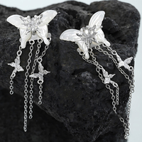 Boucle d'oreille à pampilles en forme de coquille blanche papillon pour femmes, plaquée or 18 carats, boucle d'oreille simple, personnalisée, en argent sterling 925, bijoux fins