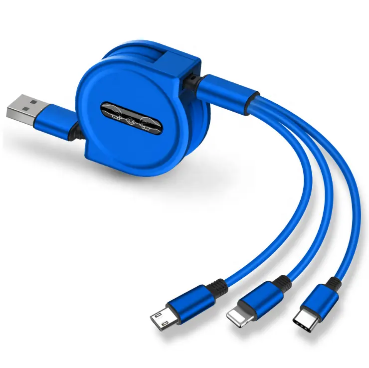 לחזור בו מהיר רב 3 ב 1 טעינת כבל עם מיקרו usb סוג c ו-iphone יציאת