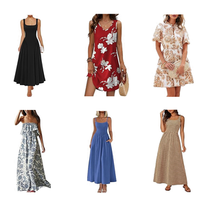 Robes pour femmes en coton/polyester mélangé, modèle Guangdong QZ-086, vente en gros d'usine, liquidation, prix de gros, stock de vêtements - Product Image 1