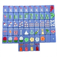Ensemble de Mahjong Américain Thème Plage Luxe Moderne 160 Tuiles Acrylique Bleu Valise Pliable Portable Cadeau Divertissement