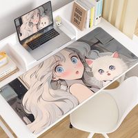 Grand tapis de bureau personnalisé avec impression par transfert thermique, tapis de souris de bureau à thème dessin animé, imperméable et antidérapant