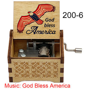 Boîte à <span class=keywords><strong>musique</strong></span> vintage God Bless America en bois sculpté à la main pour la décoration de la maison, cadeau parfait pour les fans et les amis - Product Image 5