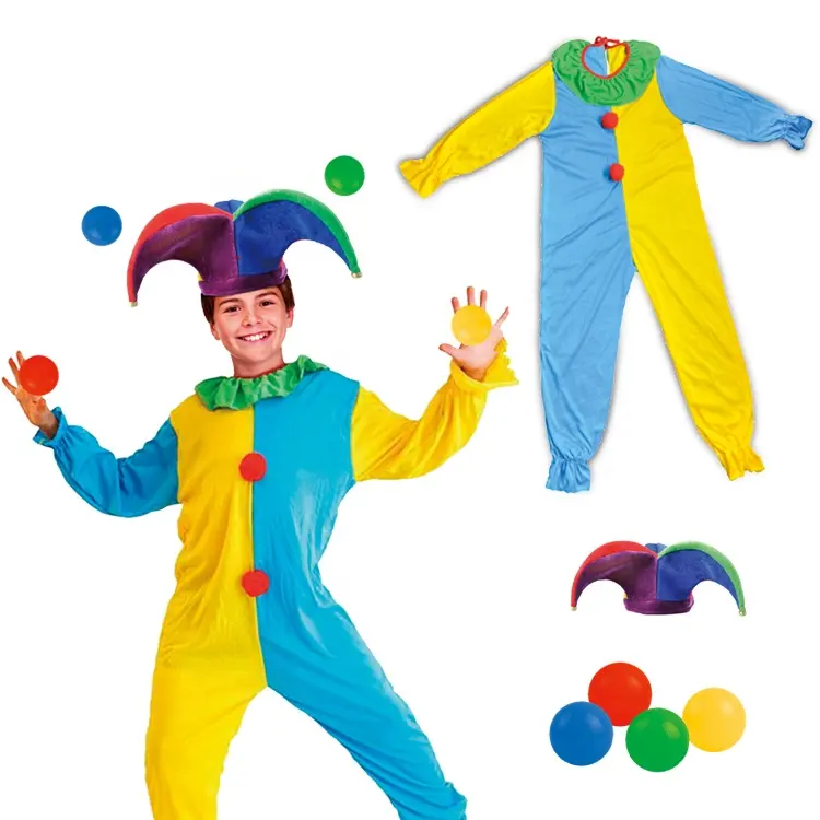 Bambini divertente Costume carnevale festa di Halloween Cosplay Clown vestiti vestito fantasia pagliaccio Costume bambini