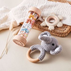 Juego de sonajero de madera para bebé, sonajero de ganchillo, juguetes para la dentición, juguetes Montessori para recién nacidos, regalo Ideal para niños y niñas - Product Image 3