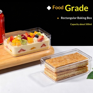 Boîte d'emballage rectangulaire pour pâtisserie de 500 ml à haute transparence avec couvercle, boîte d'emballage pour gâteau - Product Image 2