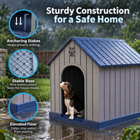 Nichoir pour chien en plastique robuste, imperméable, pour extérieur, avec sol surélevé et ventilation
