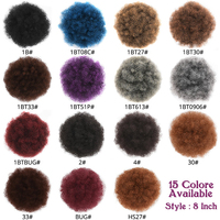 Chignon synthétique court bouclé afro kinky avec cordon de serrage et élastique pour queue de cheval (15)