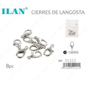 Chiusure a moschettone ILAN da 18 mm, placcate argento, accessori per gioielli, 8 pezzi - Product Image 3