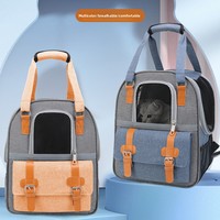 Sac à dos pour animaux de compagnie en denim, sac de transport pour chat, poche avant en maille respirante, boucle en cuir, sac de voyage pour les promenades en plein air