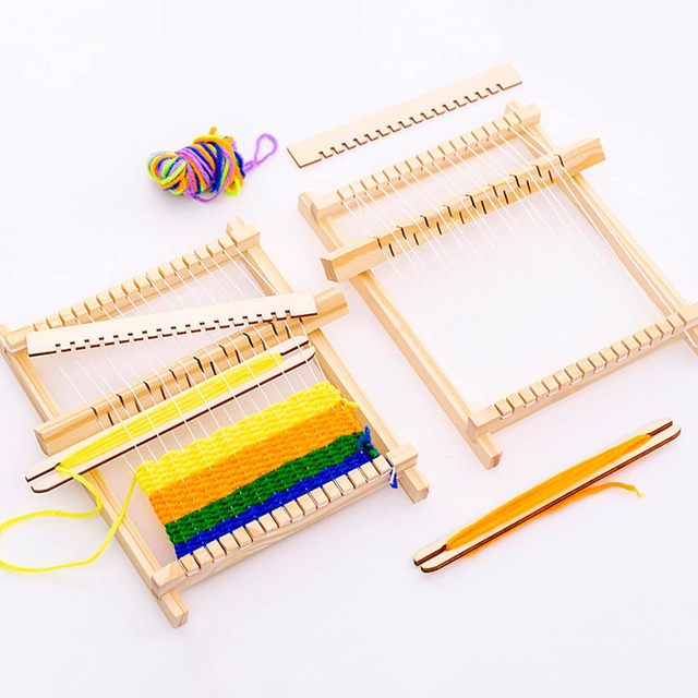 HIPIE Mini DIY Traditional Wooden Weaving Toy Loom Handmade Knitting Machine with Accessories for Kids Children Knitting Loom