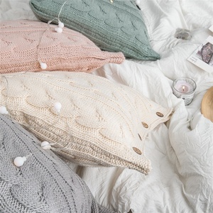 Sofa <strong>Cushion</strong> Covers Set Chair Seat <strong>Beige</strong> Modern Material Knitted Pillowcase// High Quality White Pillowcase Woven OEM Available - Product Image 2