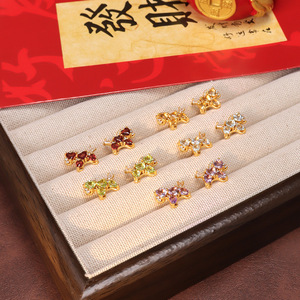 Pendientes de Plata de Ley 925 con 9 Caballos de la Suerte, Corte Corazón y Pera, con Piedras Naturales, Regalo para Ella - Product Image 5