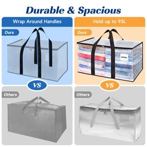 Sacs mobiles extra larges robustes sacs de rangement portables sacs d'emballage transparents poignées renforcées et poche pour étiquettes - Product Image 5