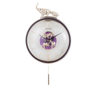 H Z X Z B Wall Clock Round Battery Powered Silent Decorative Elephant Design Home Hotel Use - Product Image 4