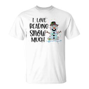 T-shirt « J'aime lire » avec motif de neige et de Noël pour les amateurs de livres et les lecteurs - Product Image 3