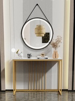 Miroir Mural Cadre en Verre Argenté Écologique 5MM pour Salon Moderne avec Console Table en Marbre