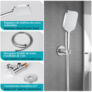 Mélangeur <span class=keywords><strong>de</strong></span> baignoire en laiton mural SOLVEX avec jet <span class=keywords><strong>de</strong></span> <span class=keywords><strong>douche</strong></span> et barre coulissante <span class=keywords><strong>de</strong></span> pulvérisation <span class=keywords><strong>de</strong></span> massage 2 connecteurs excentriques - Product Image 4