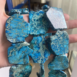 גדול צורה חופשית קיסרי ג 'ספר חרוזים Slice, אקווה טרה ג' ספר ים משקעי ג 'ספר שטוח לוח אבן חרוזים להכנת תכשיטים - Product Image 3