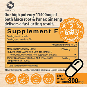Cápsulas de Raíz de Maca Personalizadas, Cápsulas de Ginseng, Suplemento <span class=keywords><strong>para</strong></span> Mejorar la <span class=keywords><strong>Memoria</strong></span> <span class=keywords><strong>y</strong></span> la Concentración - Product Image 2