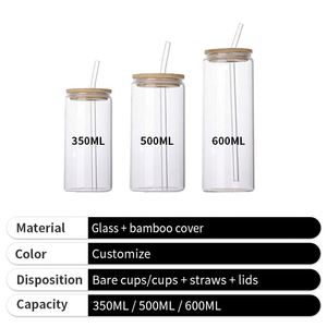 Vaso de Vidrio 2026 con Tapa de Bambú y Pajita, Transparente, Portátil, de 16 oz, Resistente al Calor, para el Verano - Product Image 5
