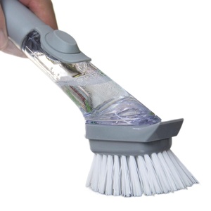 <strong>New</strong> Multi-function Plastic Automatic <strong>Liquid</strong> Adding Pot <strong>Dishwashing</strong> Sponge Brush with Handle for Kitchen Cleaning - Product Image 5
