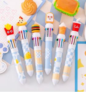 Ensemble de stylos à bille créatifs en plastique de 10 couleurs papeterie Hamburger crème glacée frites Pizza stylo promotionnel - Product Image 2