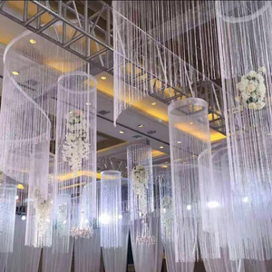 3m * 1m Casamento Teto Poliéster Prata Fringe <span class=keywords><strong>Glitter</strong></span> Tassel Cordas Cortinas para Sala Decoração do casamento do Hotel - Product Image 1