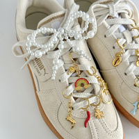 Breloques de mode pour chaussures, en acier inoxydable, émail, coquillage, zircon, bijoux plaqués or 18 carats pour baskets
